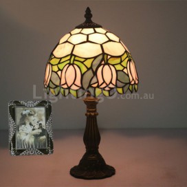 8 Inch European Stained Glass Tulip Style Table Lamp