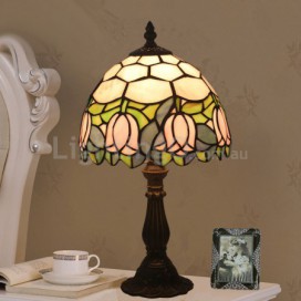 8 Inch European Stained Glass Tulip Style Table Lamp