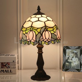 8 Inch European Stained Glass Tulip Style Table Lamp