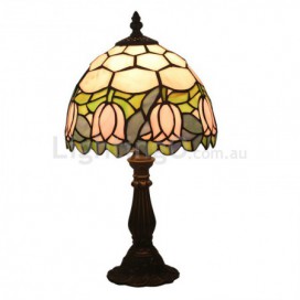 8 Inch European Stained Glass Tulip Style Table Lamp