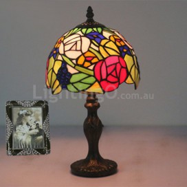 8 Inch European Stained Glass Grape Style Table Lamp