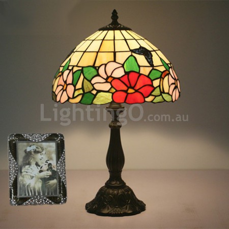 12 Inch European Stained Glass Butterfly Style Table Lamp