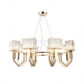 8 Light Modern / Contemporary Steel Pendant Light with Crystal Shade