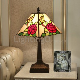 11 Inch American Stained Glass Rose Style Table Lamp