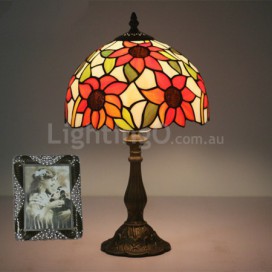 10 Inch European Stained Glass Sunflower Style Table Lamp
