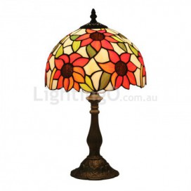 10 Inch European Stained Glass Sunflower Style Table Lamp