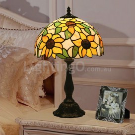 12 Inch European Stained Glass Sunflower Style Table Lamp