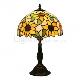 12 Inch European Stained Glass Sunflower Style Table Lamp