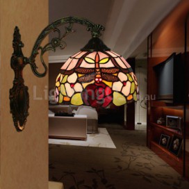 8 Inch European Stained Glass Dragonfly Style Wall Light