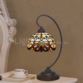 8 Inch European Stained Glass Baroque Style Table Lamp