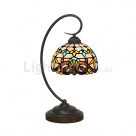 8 Inch European Stained Glass Baroque Style Table Lamp