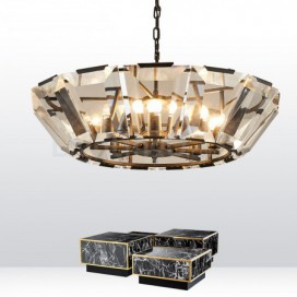 8 Light Modern / Contemporary Steel Pendant Light with Crystal Shade