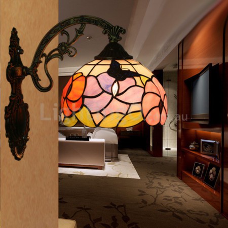 8 Inch European Stained Glass Butterfly Style Wall Light