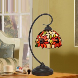 8 Inch European Stained Glass Sunflower Style Table Lamp