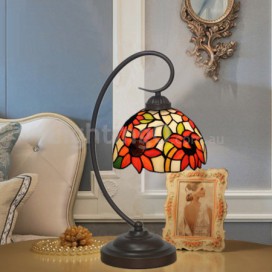 8 Inch European Stained Glass Sunflower Style Table Lamp