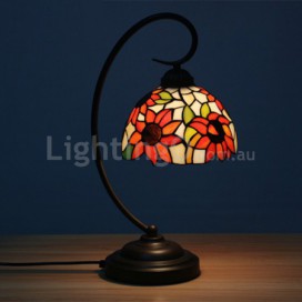 8 Inch European Stained Glass Sunflower Style Table Lamp