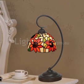 8 Inch European Stained Glass Sunflower Style Table Lamp