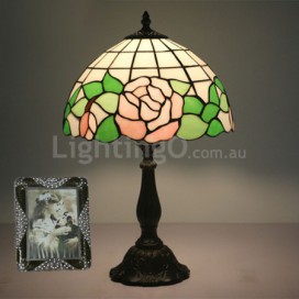 12 Inch European Stained Glass Rose Style Table Lamp