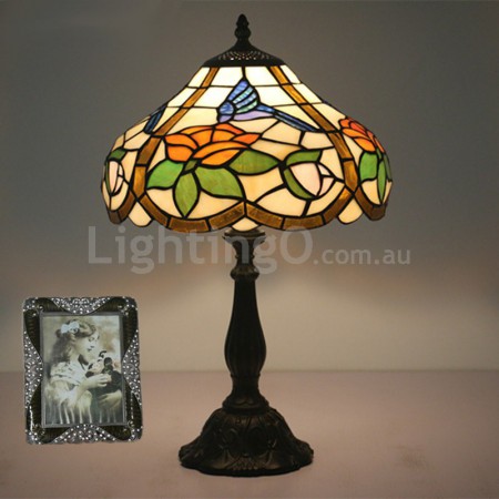 12 Inch European Stained Glass Hummingbird Style Table Lamp