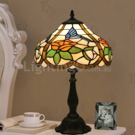 12 Inch European Stained Glass Hummingbird Style Table Lamp