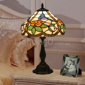 12 Inch European Stained Glass Hummingbird Style Table Lamp