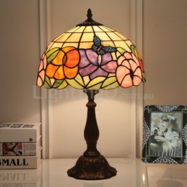 12 Inch European Stained Glass Butterfly Style Table Lamp