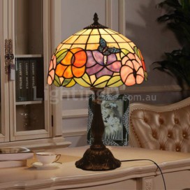 12 Inch European Stained Glass Butterfly Style Table Lamp