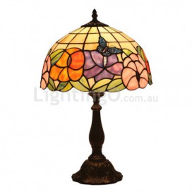 12 Inch European Stained Glass Butterfly Style Table Lamp