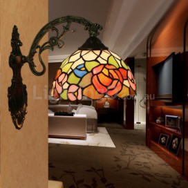 8 Inch European Stained Glass Rose Style Wall Light