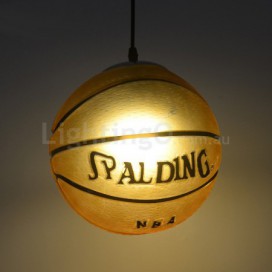 1 Light Vintage Modern/Contemporary Basketball Glass Shade Pendant Light