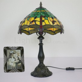 12 Inch European Stained Glass Dragonfly Style Table Lamp