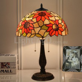 16 Inch European Stained Glass Sunflower Style Table Lamp