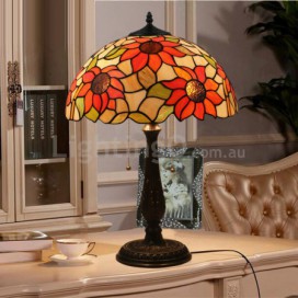 16 Inch European Stained Glass Sunflower Style Table Lamp