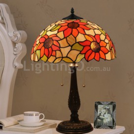16 Inch European Stained Glass Sunflower Style Table Lamp