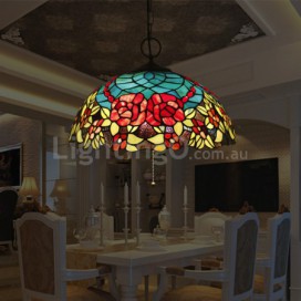 16 Inch European Stained Glass Pendant Light