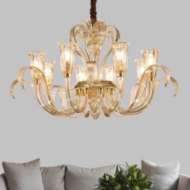 8 Light Glass Chandelier with Glass Shade