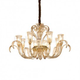 8 Light Glass Chandelier with Glass Shade
