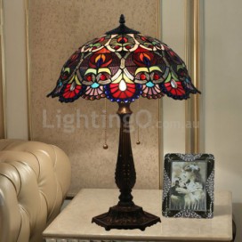 16 Inch European Stained Glass Baroque Style Table Lamp