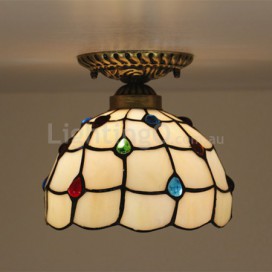 8 Inch American Simple Stained Glass Flush Mount