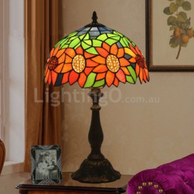 12 Inch European Stained Glass Sunflower Style Table Lamp