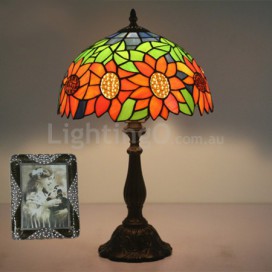 12 Inch European Stained Glass Sunflower Style Table Lamp