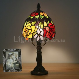 6 Inch European Stained Glass Rose Style Table Lamp