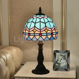 8 Inch European Stained Glass Mediterranean Style Table Lamp