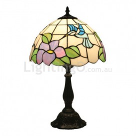 12 Inch European Stained Glass Hummingbird Style Table Lamp