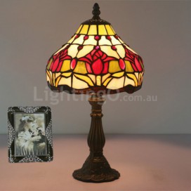 8 Inch European Stained Glass Tulip Style Table Lamp