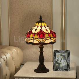 8 Inch European Stained Glass Tulip Style Table Lamp