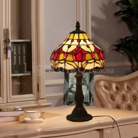 8 Inch European Stained Glass Tulip Style Table Lamp