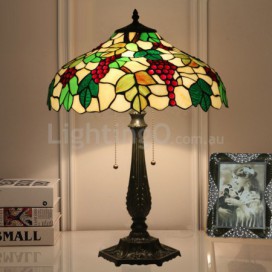 16 Inch European Stained Glass Grape Style Table Lamp