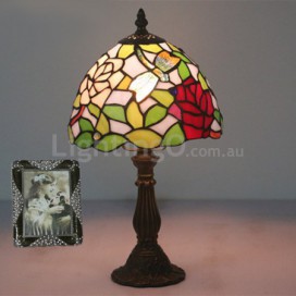 8 Inch European Stained Glass Dragonfly Style Table Lamp