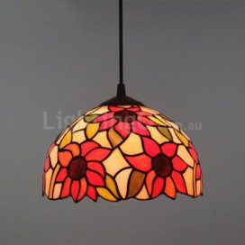 12 Inch European Stained Glass Sunflower Style Pendant Light
